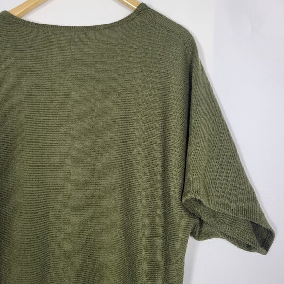 Kate & Mallory Elbow-Length Dolman Sleeve Green Fringed Hem Sweater Size XL - Picture 7 of 10